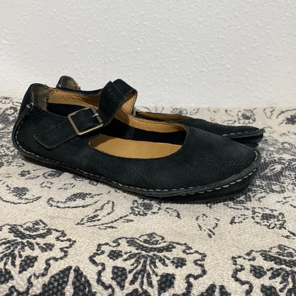 CLARKS Black Suede Mary Jane Shoes